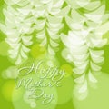 Happy MotherÃ¢â¬â¢s Day Postcard. Watercolor White Abstract Flowers And Vintage Letters.